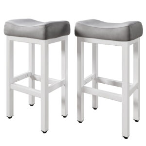 Counter Height Bar Stools Set of 2, 29 Inch, Grey+White