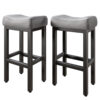 Counter Height Bar Stools Set of 2, 29 Inch, Grey+Black