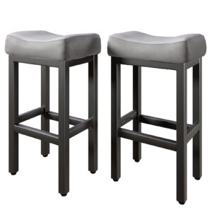 Counter Height Bar Stools Set of 2, 29 Inch, Grey+Black