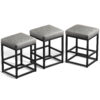 Faux Leather Counter Stools Set of 3, 24 Inch, Grey