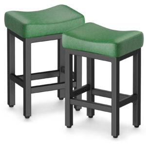 Counter Height Bar Stools Set of 2, 24 Inch, Forest Green