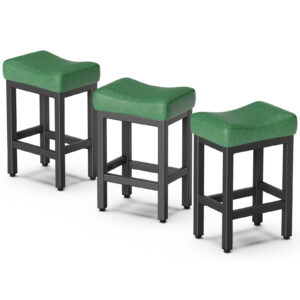 Counter Height Bar Stools Set of 3, 24 Inch, Forest Green