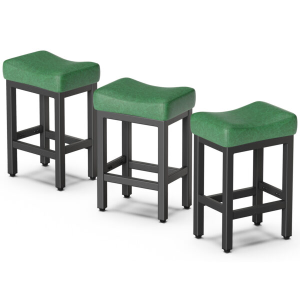 Counter Height Bar Stools Set of 3, 24 Inch, Forest Green