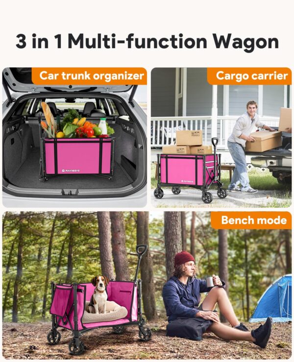 3 in 1 Collapsible Wagon, 120L & 220lbs, Pink