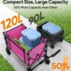 3 in 1 Collapsible Wagon, 120L & 220lbs, Pink