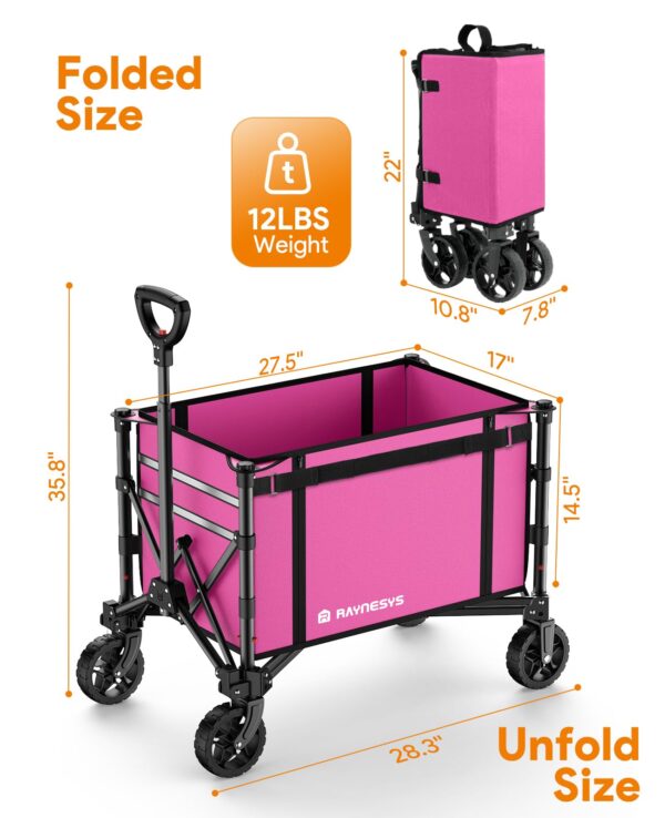 3 in 1 Collapsible Wagon, 120L & 220lbs, Pink