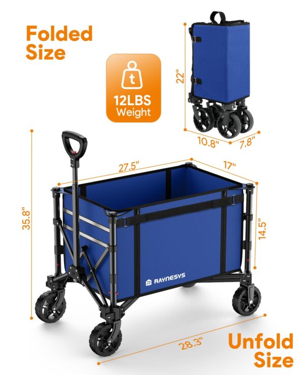 3 in 1 Collapsible Wagon, 120L & 220lbs, Indigo