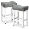 Counter Height Bar Stools Set of 2, 24 Inch, Grey+White