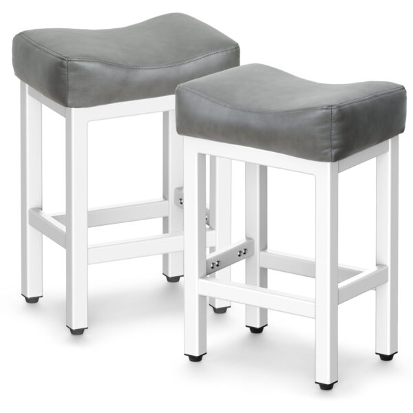 Counter Height Bar Stools Set of 2, 24 Inch, Grey+White