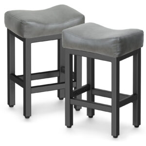 Counter Height Bar Stools Set of 2, 24 Inch, Grey+Black