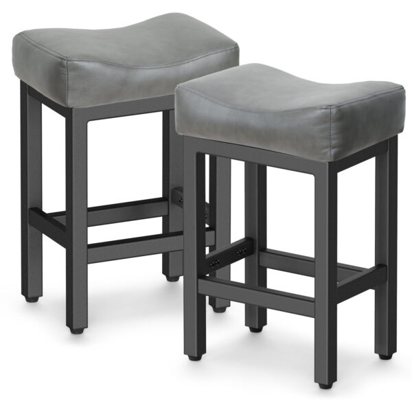 Counter Height Bar Stools Set of 2, 24 Inch, Grey+Black