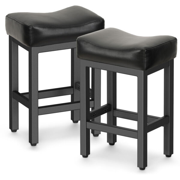 Counter Height Bar Stools Set of 2, 24 Inch, All Black