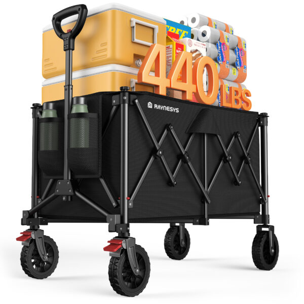 Utility Collapsible Wagon, 200L & 440lbs, Black