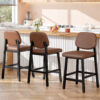 Counter Height Bar Stools with Expansive Seat, 26 Inch, Brown