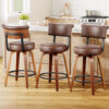 1 Swivel Counter Height Bar Stools, 26 Inch, Brown