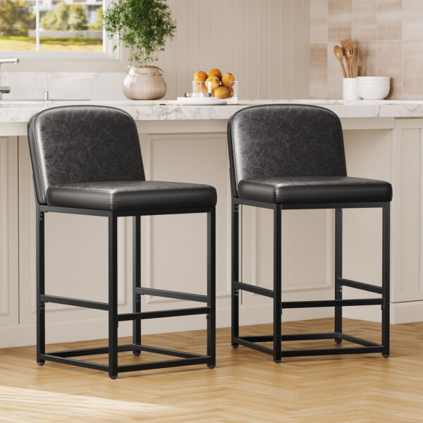 Counter Height Stools with Firm Padded Seat, 26 Inch, Black
