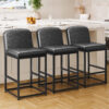 Counter Height Stools with Firm Padded Seat, 26 Inch, Black