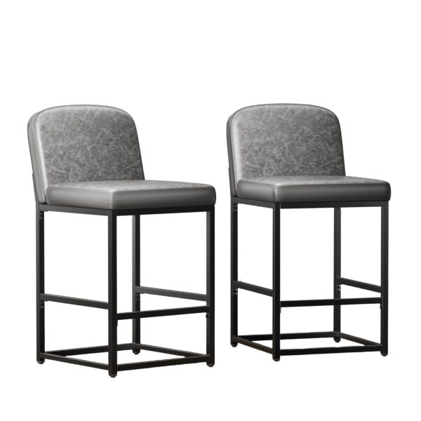 Counter Height Stools with Firm Padded Seat, 26 Inch, Grey