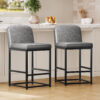 Counter Height Stools with Firm Padded Seat, 26 Inch, Grey