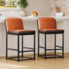 Counter Height Stools with Firm Padded Seat, 26 Inch, Brown