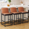 Counter Height Stools with Firm Padded Seat, 26 Inch, Brown