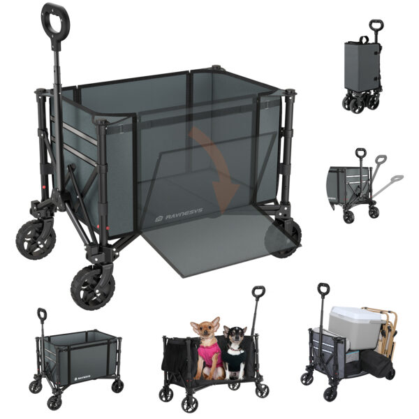 3 in 1 Collapsible Wagon, 120L & 220lbs, Grey