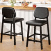 Counter Height Bar Stools with Expansive Seat, 26 Inch, Black