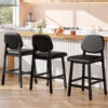 Counter Height Bar Stools with Expansive Seat, 26 Inch, Black