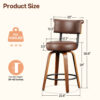 2 Swivel Counter Height Bar Stools, 26 Inch, Brown