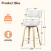 Swivel Counter Height Bar Stools, 26 Inch, White