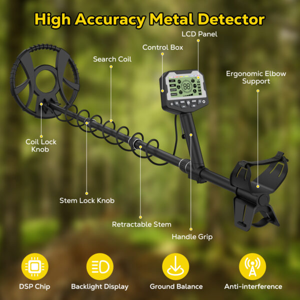 High Accuracy Metal Detector Kit, 5 Modes
