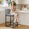 Counter Height Stools with Firm Padded Seat, 26 Inch, Grey
