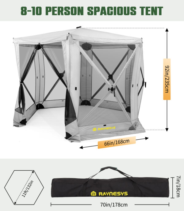 3 6 Sided Pop Up Gazebo Tent, 11 x 11 Feet Space