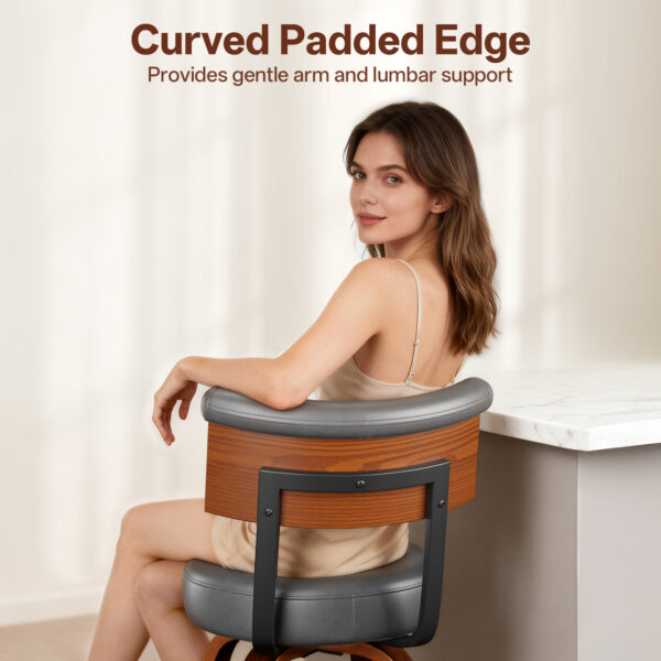 Swivel Counter Height Bar Stools, 26 Inch, Grey