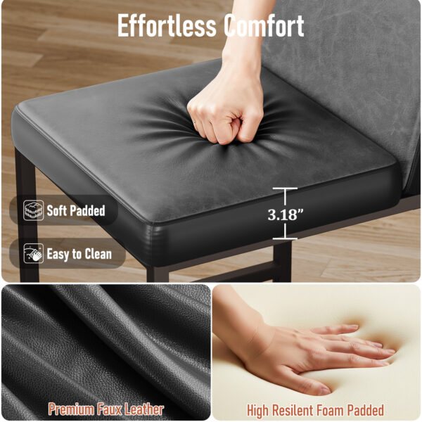 Counter Height Stools with Firm Padded Seat, 26 Inch, Black