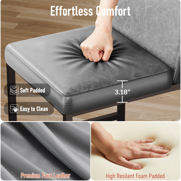 Counter Height Stools with Firm Padded Seat, 26 Inch, Grey