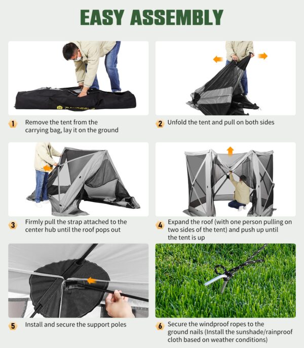 4 6 Sided Pop Up Gazebo Tent, 11 x 11 Feet Space