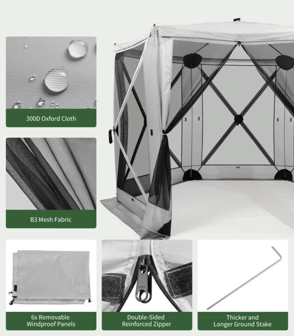 6 Sided Pop Up Gazebo Tent,  12 x 12 Feet Space