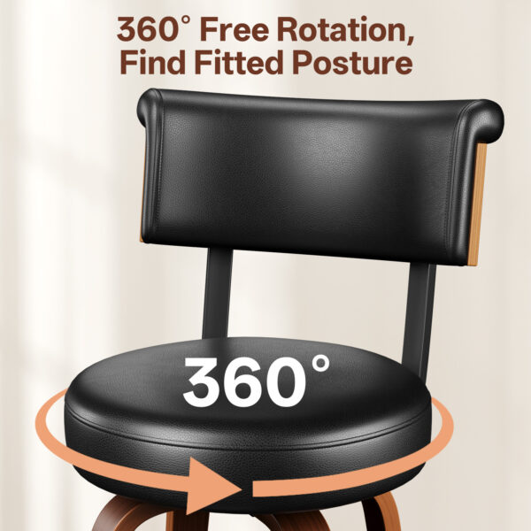 Swivel Counter Height Bar Stools, 26 Inch, Black