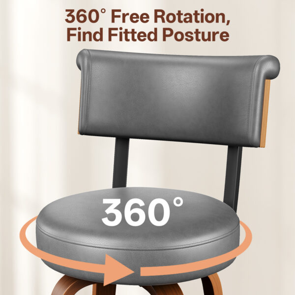 Swivel Counter Height Bar Stools, 26 Inch, Grey