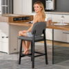 Counter Height Bar Stools with Expansive Seat, 26 Inch, Grey