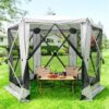 7 6 Sided Pop Up Gazebo Tent, 11 x 11 Feet Space