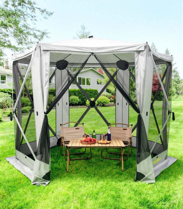 7 6 Sided Pop Up Gazebo Tent, 11 x 11 Feet Space