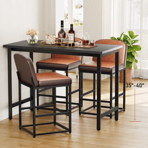 Counter Height Stools with Firm Padded Seat, 26 Inch, Brown