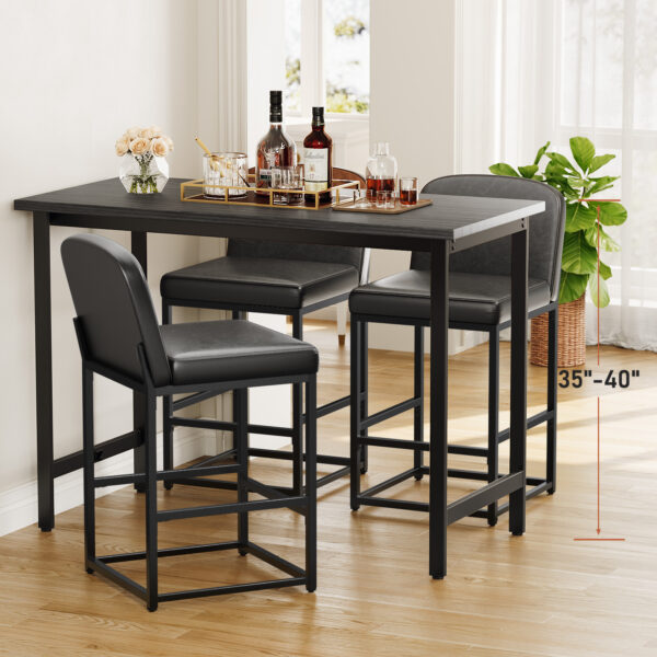 Counter Height Stools with Firm Padded Seat, 26 Inch, Black