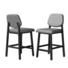 Counter Height Bar Stools with Expansive Seat, 26 Inch, Grey