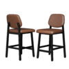 Counter Height Bar Stools with Expansive Seat, 26 Inch, Brown