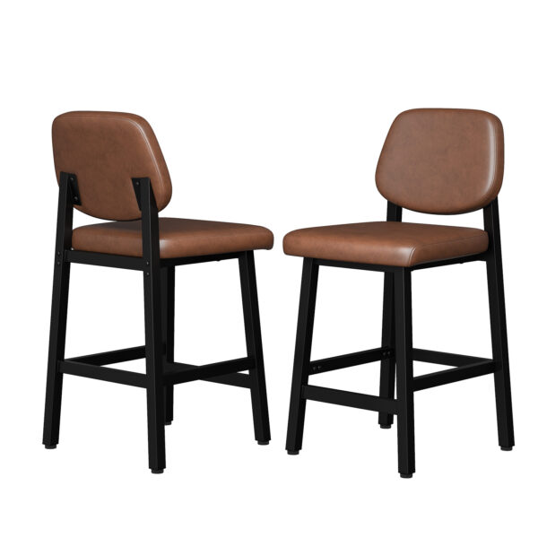 Counter Height Bar Stools with Expansive Seat, 26 Inch, Brown