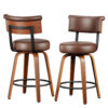 9 Swivel Counter Height Bar Stools, 26 Inch, Brown