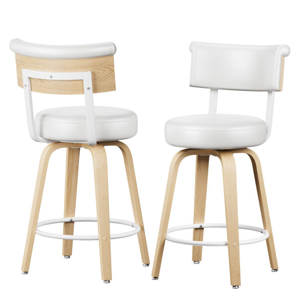Swivel Counter Height Bar Stools, 26 Inch, White